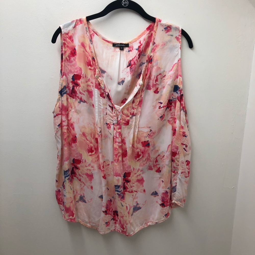 Soiree Floral Sleeveless V Neck Top Womens Size 1X